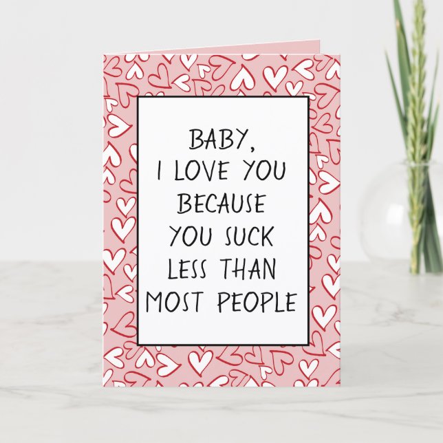 Custom Funny I Liebe Sie Valentine Quote Hearts Karte (Vorderseite)