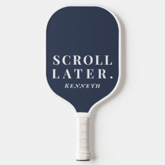 Custom Funny Minimalist Dusty Navy Blue White Men Pickleball Schläger