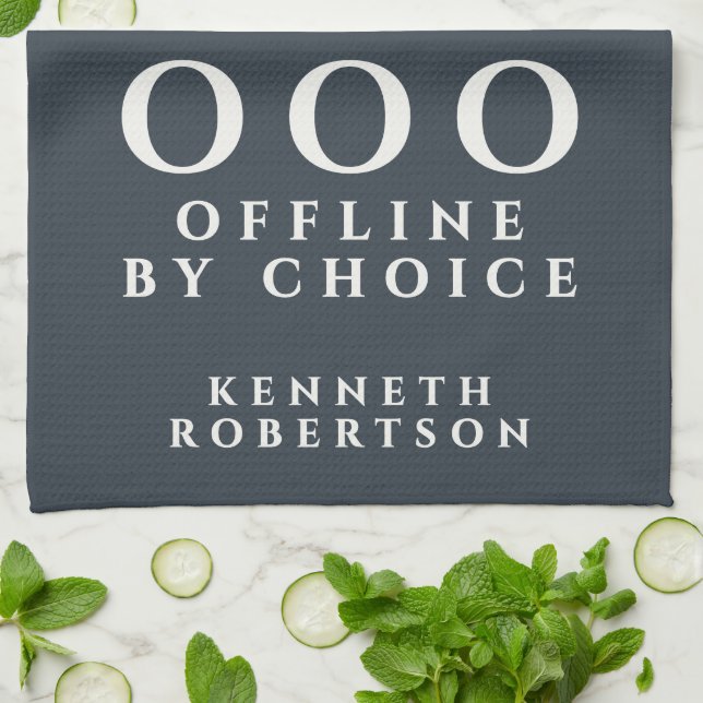 Custom Funny Minimalist OOO Navy Blue White Men Geschirrtuch (Gefaltet)