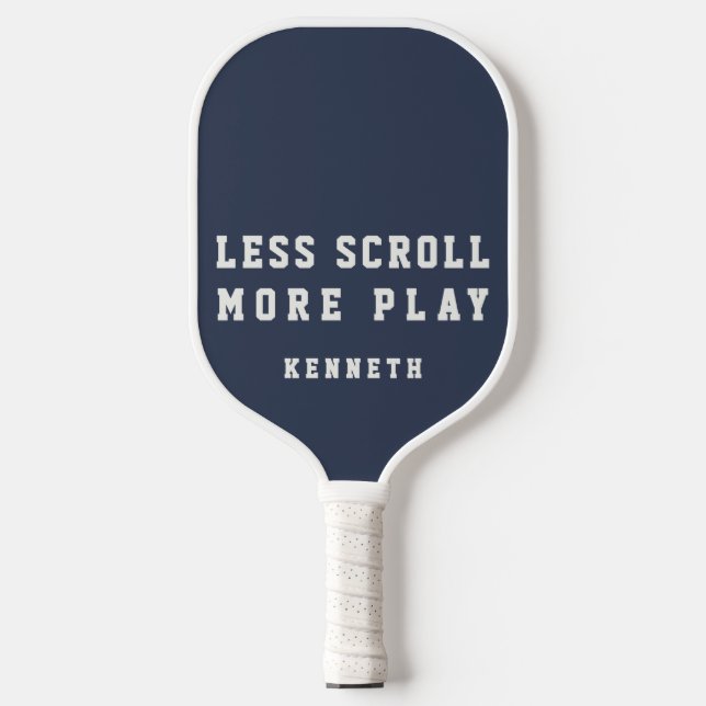 Custom Funny Navy Blue White Minimalist Modern Men Pickleball Schläger (Vorderseite)