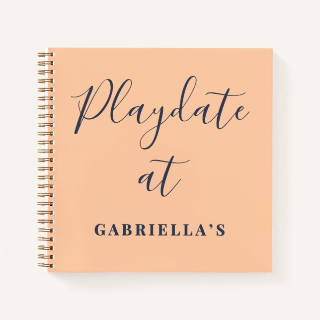 Custom Funny Peach Navy Playdate Score Tracker Notizbuch (Vorderseite)
