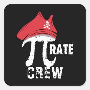 Custom Funny Pi Day Pirate Crew Matching Party Quadratischer Aufkleber