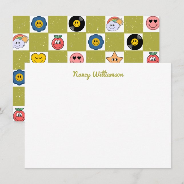 Custom Funny Quirky Designs Retro Art Muster Mitteilungskarte (Vorne/Hinten)