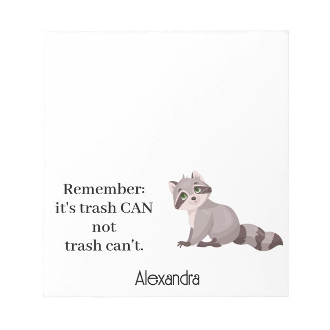 Custom Funny Racoon Animal Memopad Novelty Office Notizblock (Vorderseite)