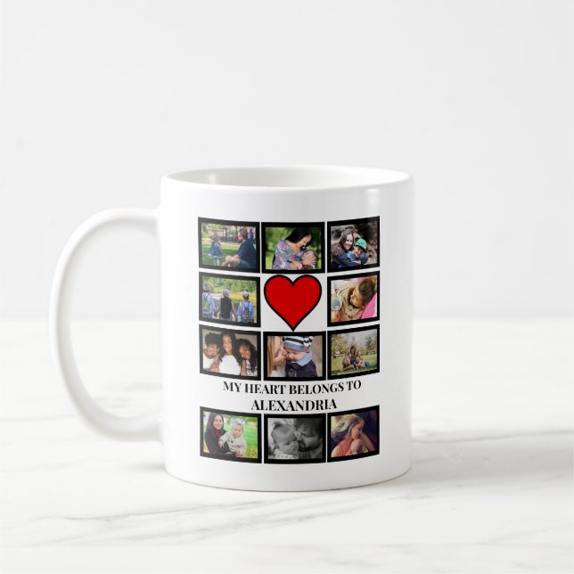 Custom Funny Valentinstag Herz 11 Foto Collage Kaffeetasse (Links)