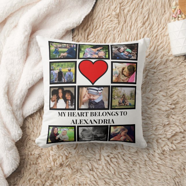 Custom Funny Valentinstag Herz 11 Foto Collage Kissen (Decke)