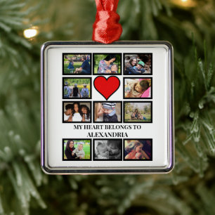 Custom Funny Valentinstag Herz 11 Foto Collage Ornament Aus Metall