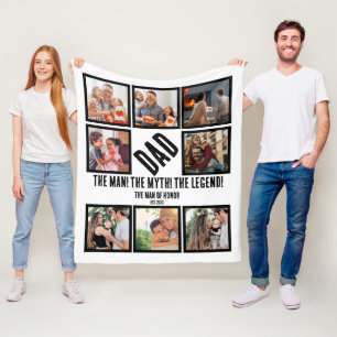 Custom Funny Vathday Vater Geschenk 8 FotoCollage Fleecedecke