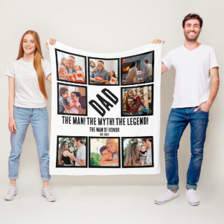 Custom Funny Vathday Vater Geschenk 8 FotoCollage Fleecedecke