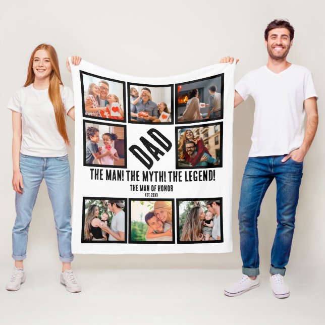 Custom Funny Vathday Vater Geschenk 8 FotoCollage Fleecedecke (Beispiel)