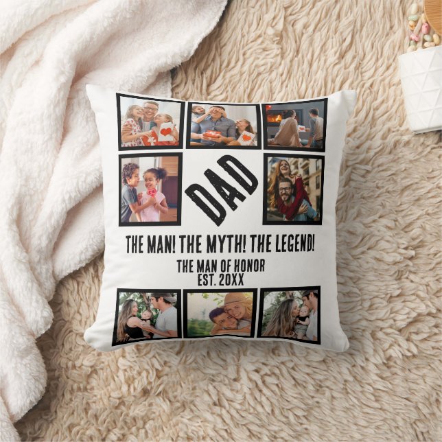 Custom Funny Vathday Vater Geschenk 8 FotoCollage Kissen (Decke)