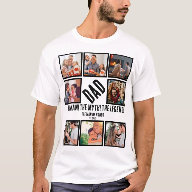 Custom Funny Vathday Vater Geschenk 8 FotoCollage T-Shirt (Vorderseite)