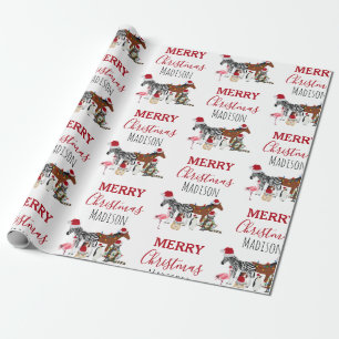 Custom Funny Weihnachtstiere Weihnachtsmannmützen  Geschenkpapier