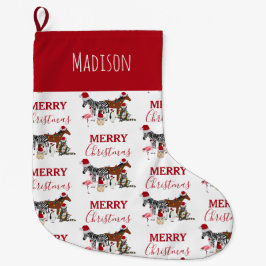 Custom Funny Weihnachtstiere Weihnachtsmannmützen Großer Weihnachtsstrumpf