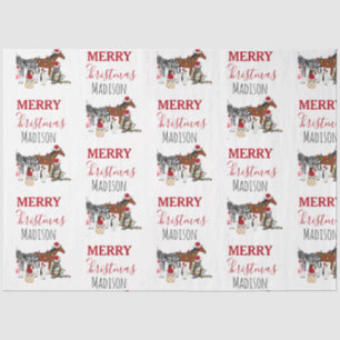 Custom Funny Weihnachtstiere Weihnachtsmannmützen Seidenpapier