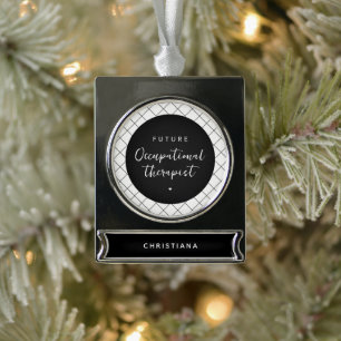 Custom Future OT Berufs-Therapeut Elegant Banner-Ornament Silber