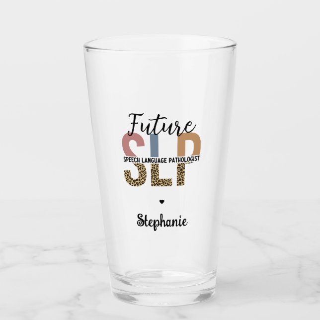 Custom Future SLP Speech Pathologe Leopard Print Glas (Vorderseite)