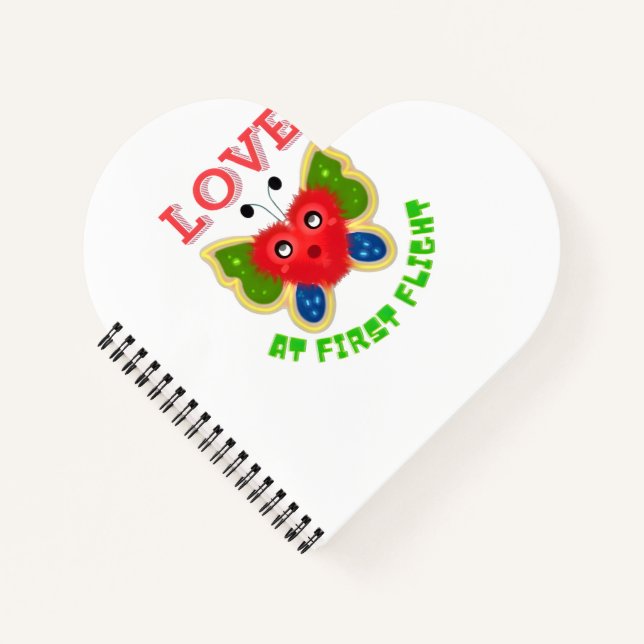 Custom Fuzzy Heart Butterfly Gift Notizbuch (Vorderseite)