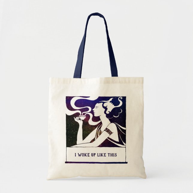 Custom Galaxy Kaffee Jugendstil Frau Chic Funny Tragetasche (Vorne)