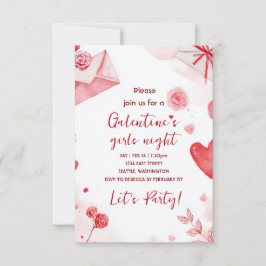 Custom Galentines Love Pattern Party Invitation RSVP Karte