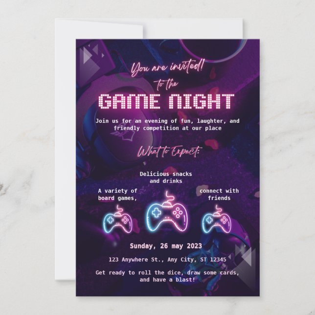 Custom Game Night Invitation Einladung (Vorderseite)