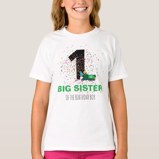 Custom Garbour Truck Birthday Party Sister T-Shirt (Vorderseite)
