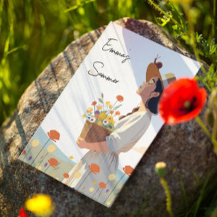 Custom Garden Girl Original Illustration Postkarte