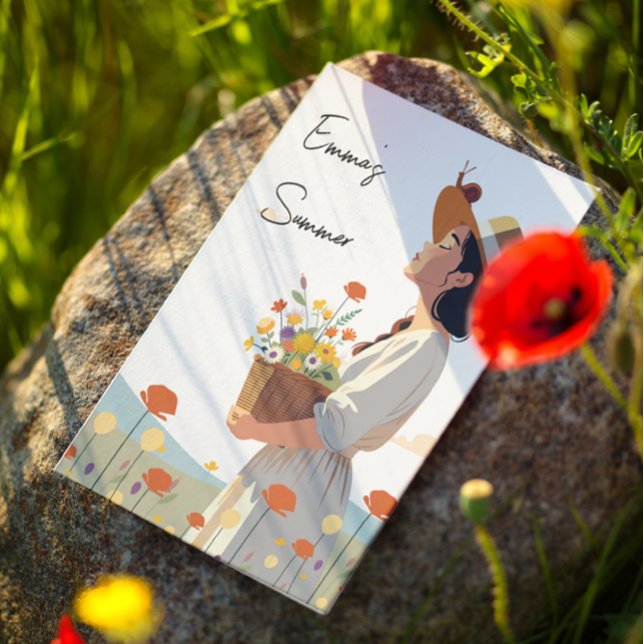 Custom Garden Girl Original Illustration Postkarte (Von Creator hochgeladen)