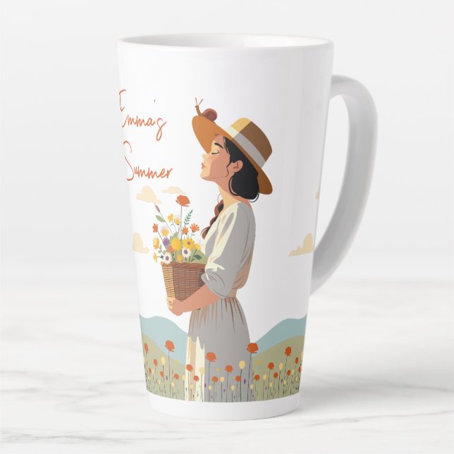 Custom Garden Girl Personalisiert Floral Milchtasse (Rechte Ecke)