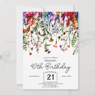 Custom Garden Wildblumen 40. Geburtstag Einladung