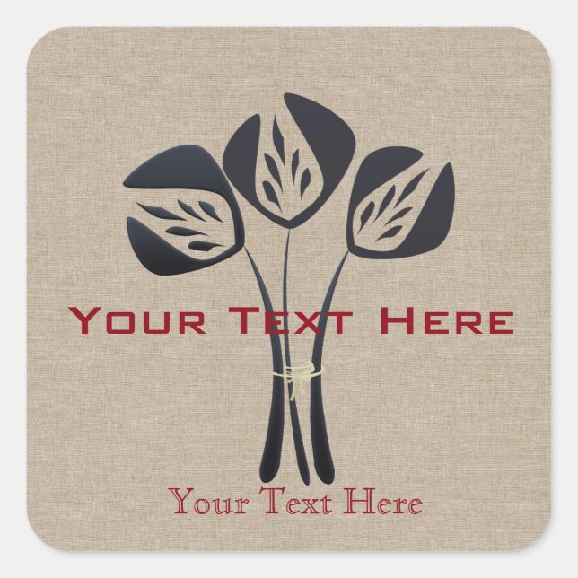 Custom Gardener Florist Floral Bouquet Art Deco Quadratischer Aufkleber (Vorderseite)