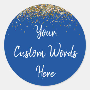 Custom Gastgeschenk Birthday Royal Blue Gold White Runder Aufkleber