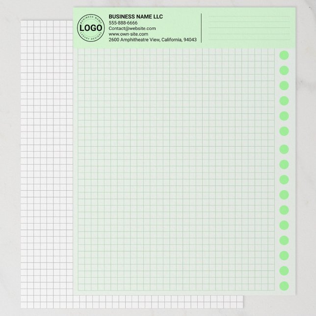 Custom Geen Graph Paper Sheets with Corporate Logo Briefbogen (architectural drawing, business logo paper)