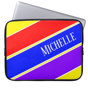 Custom Gelb, Blau, Rot und Lila Strip Art Laptopschutzhülle
