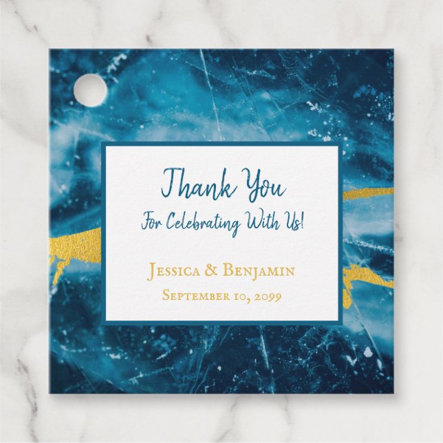 Custom Geode Agate Gemstone Blue und Gold Geschenkanhänger (Vorderseite)