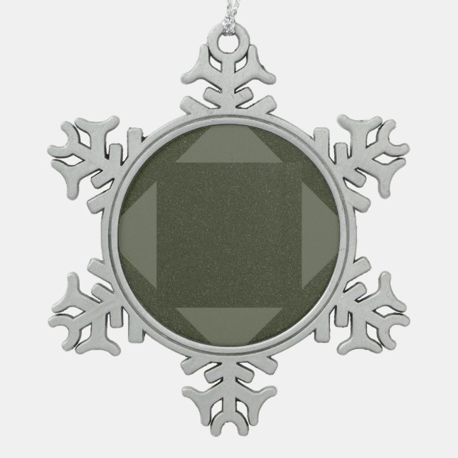 Custom Geometric Moss Green Snowflake Ornament (Vorderseite)
