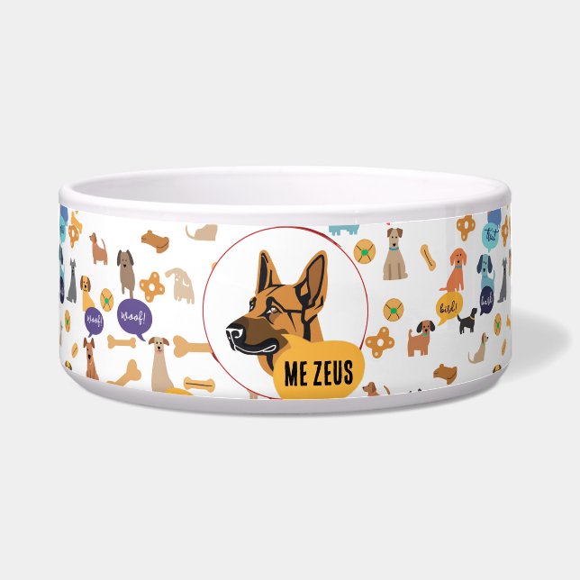 Custom German Shepherd - Funny Woof Design Napf (Vorderseite)