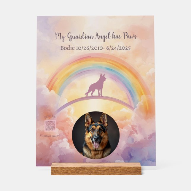 Custom German Shepherd Memorial Acrylic Sign Acrylschild (Vorderseite)