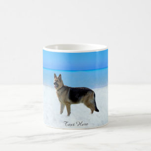 Custom German Shepherd on Beach Coffee Tasse