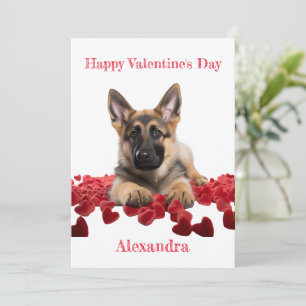 Custom German Shepherd Velvet Hearts Valentine Feiertagskarte