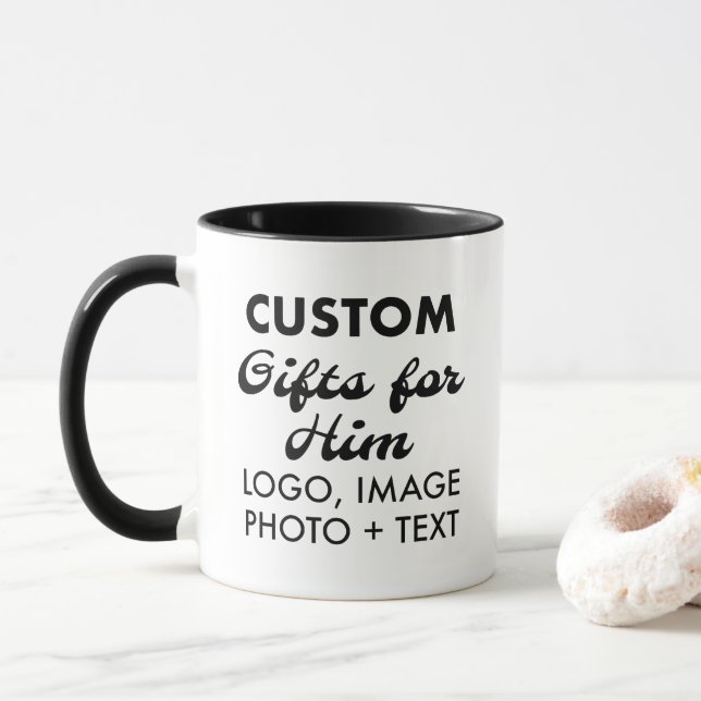 Custom Geschenke für Ihm Black Combo Tasse 11oz. (Mit Donut)