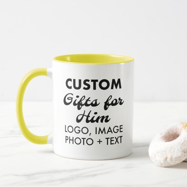 Custom Geschenke für Ihm Gelben Combo Tasse 11oz. (Mit Donut)