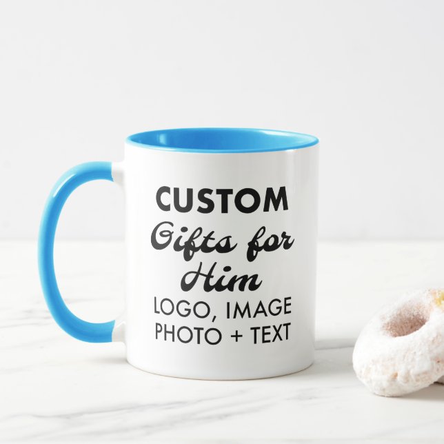 Custom Geschenke für Ihm Light Blue Combo Tasse 11 (Mit Donut)