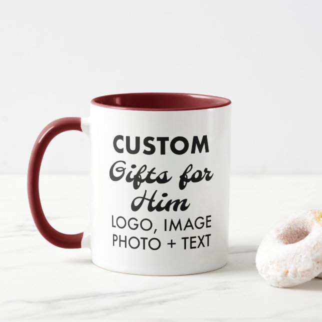 Custom Geschenke für Ihm Maroon Combo Tasse 11oz. (Mit Donut)