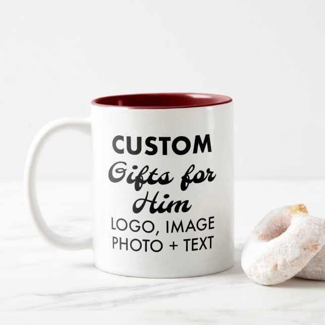 Custom Geschenke für Ihm Maroon Zwei-Tone Tasse 11 (Mit Donut)