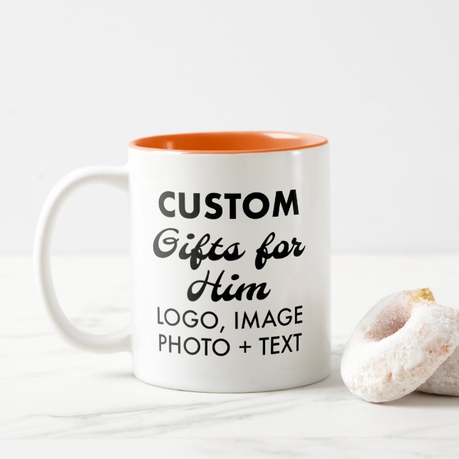 Custom Geschenke für Ihm Orange Zwei-Tone Tasse 11 (Mit Donut)
