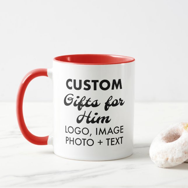 Custom Geschenke für Ihn Red Combo Tasse 11oz. (Mit Donut)