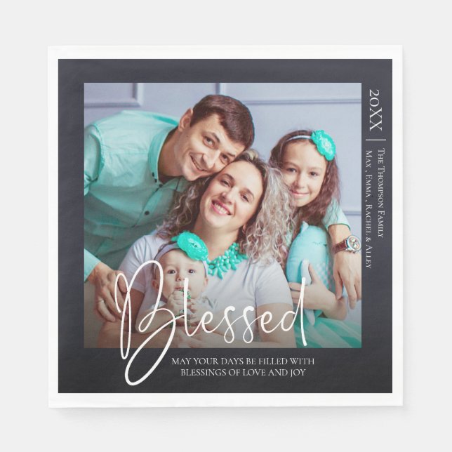 Custom | gesegnet | Foto Happy Holidays Napkin Serviette (Vorderseite)