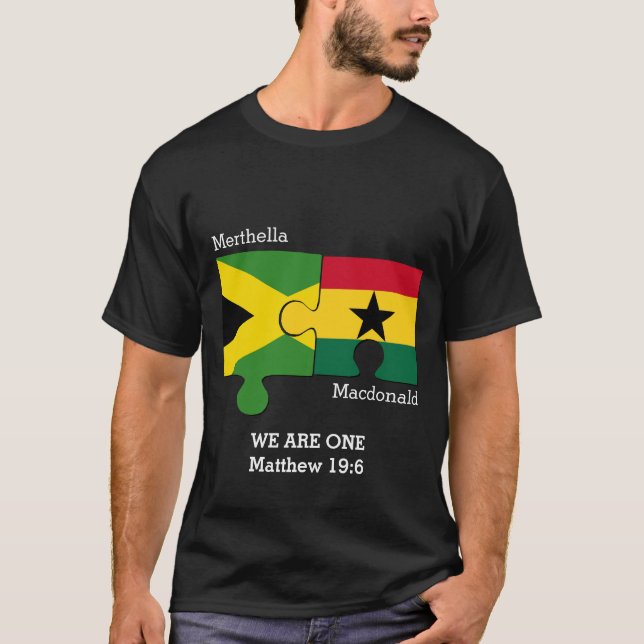Custom GHANA JAMAICA Flag Christlicher T - Shirt (Vorderseite)