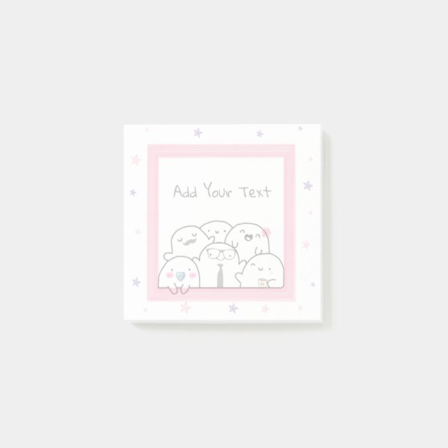 Custom Ghost Family Fun Girly Pink Post-it Klebezettel (Vorderseite)